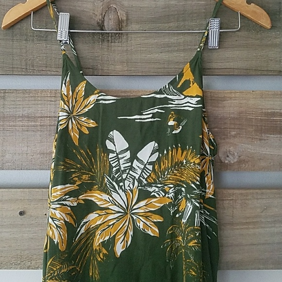Women’s H&M Green and Yellow Summer Tropical Maxi Dress Size 4 - Picture 7 of 9